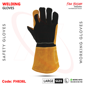 Guantes de soldadura de piel de vaca resistentes al calor personalizados, guantes de trabajo para soldadores más vendidos, guantes de cuero de Pakistán - Product Image 4