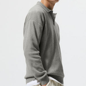 Pull en maille pour homme, col roulé, gris uni, tissé, en laine/polyester, OEM/ODM, automne-hiver 2026 - Product Image 2