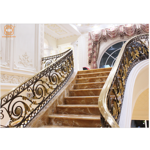 Rampe d'escalier en fer forgé durable KHP, traitement thermique, résistance élevée, facile à installer, décorative pour les maisons modernes. - Product Image 1