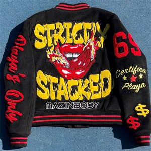 แจ็กเก็ตเบสบอลผ้าวูลสำหรับผู้ชายปักลายตัวอักษรฤดูหนาวโลโก้ได้ตามต้องการ - Product Image 3