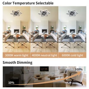 Ventilador de Teto LED Dimmable de Acrílico em <span class=keywords><strong>3</strong></span> Cores com Temporizador e 6 Velocidades de Ventilação Controle Remoto para Quarto e Sala de Estar - Product Image 4