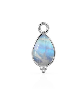 925 plata esterlina Arco Iris piedra lunar pera colgante Vermeil chapado en oro elegante bisel ajuste Vintage un bucle joyería para niños - Product Image 4