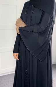 Abaya de Seda Satén de Lujo Personalizada al por Mayor, Antiarrugas, Hecha a Mano, para Mujer, Vestido Islámico Turco Petite, Manga Larga, Estilo Dubái - Product Image 5