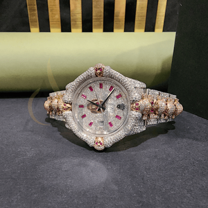 Top Hip Hop inspiré mode glacé acier inoxydable montre hommes verre bande analogique cadran affichage - Product Image 1