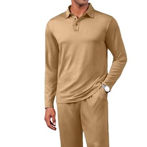 ชุดสเวตเตอร์2ชิ้นลำลองสำหรับผู้ชายไซส์พิเศษเสื้อกันหนาวโปโลและกางเกงวอร์มสำหรับวิ่งชุดฤดูหนาว - Product Image 5