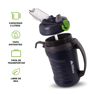 Hikeo 2 litri XL sport acqua Thermos con coperchio ermetico e paglia - Product Image 2