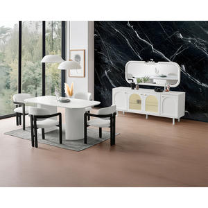 Mesa de Comedor Moderna Personalizable Mozart en Blanco de 180 cm/200 cm Estilo Escandinavo - Product Image 1