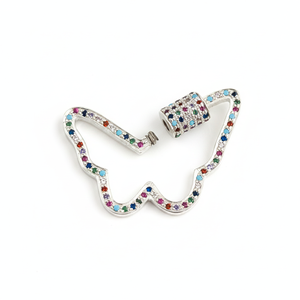 Breloques en argent sterling 925 avec fermoir papillon multi-couleurs en CZ avec options de placage pour pendentif unisexe - Product Image 1