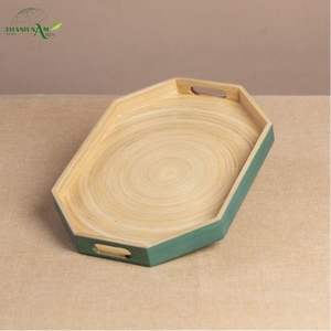 Plateau en bambou laqué octogonal moderne, fait à la main, léger, écologique, décoratif, pour un usage domestique - Product Image 2