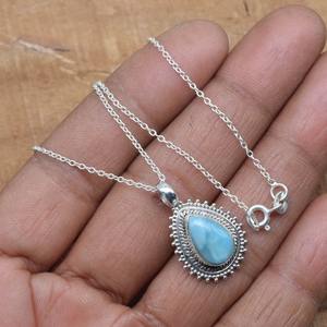 Bijoux pour femmes pendentif style bohème en argent sterling 925 larimar pierre précieuse tendance pendentif fait main cadeau pour l'amour - Product Image 4