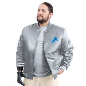 Chaqueta universitaria de béisbol de carreras con cremallera completa, azul, de los Detroit Lions, modelo G-III Sports by Carl Banks, personalizada para hombre, estilo Letterman, Prime Time - Product Image 3