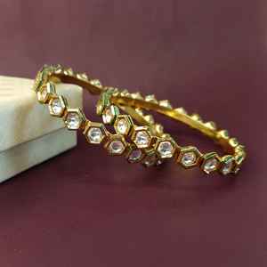 Indian Jewelry Crystal Kundan Bangle Bracelet <b>Set</b> for Women <b>Girls</b> - Product Image 2