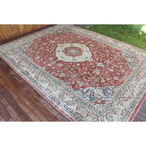 Vintage Turkish Rug, <b>Runner</b> 0.8x12.5 ft (24x381 cm) Rug, <b>Red</b> Bordered Wool Rug - Product Image 2
