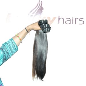 Vente en gros d'extensions de cheveux Remy indiens à vague droite 100% soyeuse cuticule brute noire alignée sans traitement chimique - Product Image 1