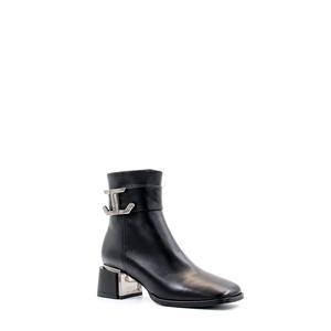 Stivali classici da donna con tacco spesso con fibbia in vera pelle di lana - Product Image 3