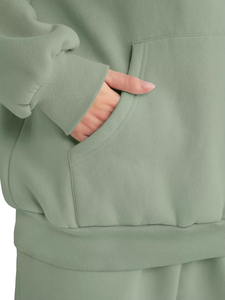 Custom Heavyweight Sports recortada pulóver sudadera pantalones conjunto de pista para las mujeres del traje - Product Image 5