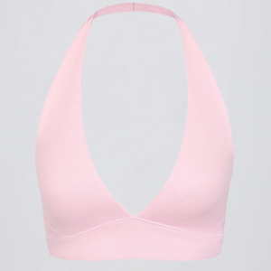 Sujetador Deportivo con Cuello en V, Color Rosa Claro, Sólido, Buena Venta, Estampado de Logotipo Propio, Mejor Proveedor, Ropa de Mujer, Cuello Halter Simple - Product Image 5