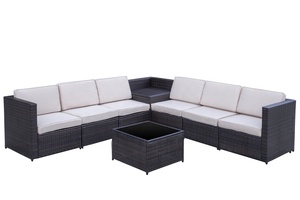 SF00003 Directo de fábrica en VN, moderno juego de sofás de ratán para exteriores con cojines oscuros para muebles de jardín y patio, diseño contemporáneo. - Product Image 3