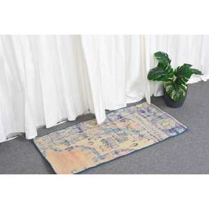 Vintage 1.5 X 3 ft Beige Blue Wool <b>Rug</b> Handmade Turkish Large Area Abstract Area Latex for Teen's Room Hallway Rectangle <b>Space</b> - Product Image 3