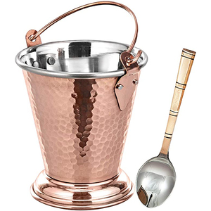 Latest Pattern Arrival Copper Antique Finished And Silver Shiny Polished Metal Hammered Texture Barware Beverage Tubs Ice Bucket - Product Image 1