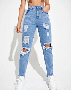 Offre Spéciale nouvelle mode femmes pantalons en <span class=keywords><strong>jean</strong></span> en gros de haute qualité personnalisé déchiré maman Fit haute rue porter un <span class=keywords><strong>jean</strong></span> solide - Product Image 2