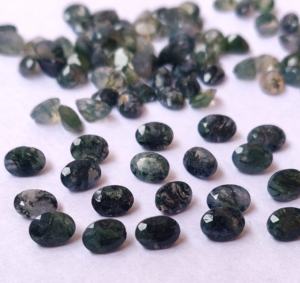 Ágata de musgo natural de alta calidad 8x10mm facetado ovalado de alta calidad - Product Image 3