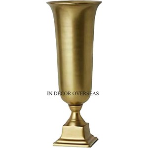 Vente chaude de haute qualité plaqué or de luxe qualité métal fantaisie Designer décoration de mariage pièce maîtresse trompette Vase fournitures - Product Image 3