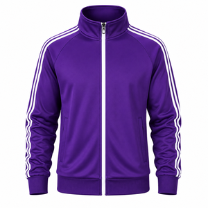 Conjunto Deportivo Personalizado Color Morado, Ropa Deportiva Transpirable, Chaqueta Ligera con Cierre y Pantalones Jogger - Product Image 3