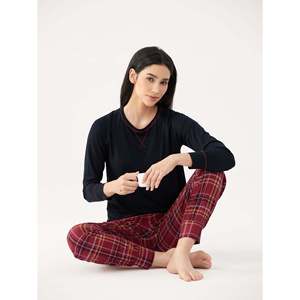 Conjunto de Salón de Manga Larga de Bambú Premium Personalizado para Mujer, Tejido de Punto Suave y Cómodo para la Temporada de Otoño - Product Image 1