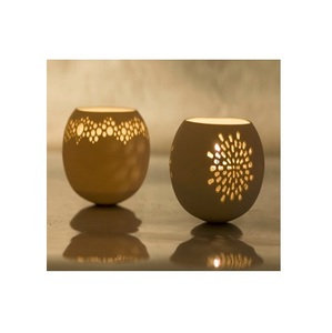 Porte-bougie décoratif en céramique, forme ronde pour la décoration de la maison, décoration de table - Product Image 1