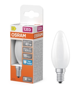 Lampada a Candela LED in Cristallo Opaco E14 3.4W 6500K 470Lm (Osram 467127) - Product Image 2