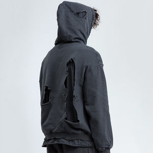 Sweat-shirts à capuche pour hommes, sur mesure, à épaules tombantes, lourds, lavés, délavés, surdimensionnés, 100% coton, pull à capuche - Product Image 2