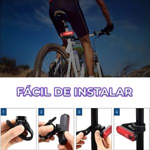 Luce LED Rossa Impermeabile per Bicicletta, Quattro Modalità di Illuminazione, Faro Anteriore e Posteriore in Plastica, Facile Montaggio sul Telaio, Batteria per Guida Notturna - Product Image 3