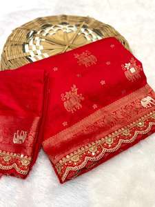 Sari en coton Khadi pur avec bordures festonnées complexes pour femmes adultes, fabriqué en Inde, en stock - Product Image 4