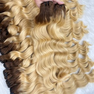 ผมต่อแบบ100% หนาและเต็มรูปแบบผม613สีบลอนด์เป็นลอนธรรมชาติแบบหนาสองเท่า - Product Image 1