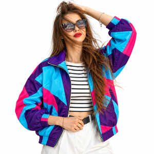 Veste coupe-vent personnalisée style années 90, vintage, imperméable, en nylon, color block, pour femme, légère, zippée, streetwear, fabricant OEM, impression - Product Image 4