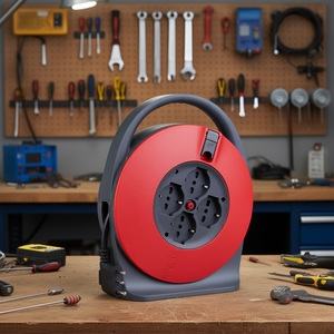 Enrollador de Cable Eléctrico (5m) H05VV-F 3x1.5 mm² 4P, Ahorro de Espacio, Rojo y Negro, PP2741, Cables de Alimentación - Product Image 3