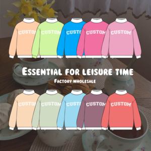 Nhà Máy Bán Buôn Tùy Chỉnh Thêu Logo Mockneck Áo Phụ Nữ Hàng Ngày Mặc Pháp Terry Bông Quá Khổ Áo Thun Áo - Product Image 2