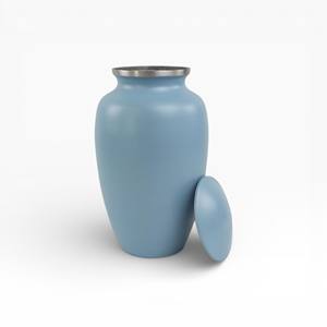 Soft Sky Blue Matte Finish Cremation Urn with Matching Lid and Minimal Design for Peaceful <b>Memorial</b> Display - Product Image 1