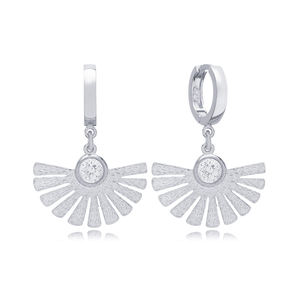 Boucles d'oreilles élégantes en forme d'éventail pierre de Zircon clair bijoux faits à la main en argent Sterling 925 - Product Image 5