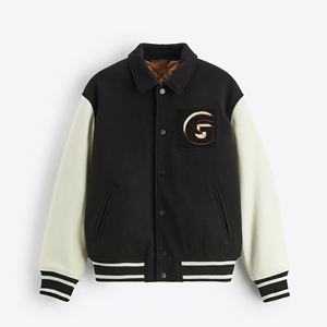 Chaqueta de metal personalizada para invierno 100% de lana con bordado de rosas, chaqueta de camuflaje universitaria de lana con logotipo personalizado bordado de alta calidad 2024 - Product Image 1