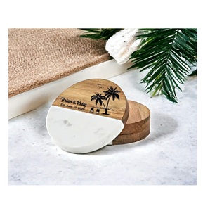 High Quality Marble & Wood <b>round</b> Stone Coasters Home Decoration <b>Mats</b> & Pads - Product Image 1