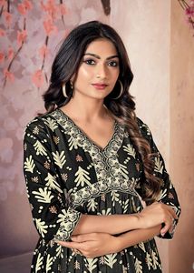 Heavy Rayon Print Embroidery Sequence Work <b>Kurti</b> - Product Image 3