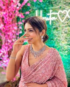 Dernier vêtement de soirée de créateur indien, couleur rose, Georgette fantaisie, chemisier de travail pour femmes au prix de gros - Product Image 6