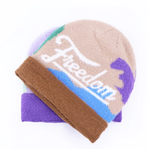 Haute Qualité Personnaliser Jacquard Bonnets FREEDOOM Tag Adulte Unisexe Hiver Acrylique Bonnets Tricotés Avec Logo Personnalisé - Product Image 5