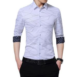 New Style <b>Men's</b> Dress <b>Shirt</b> 100% Cotton Knitted Breathable Loose Fit White Color Long Sleeves - Product Image 4