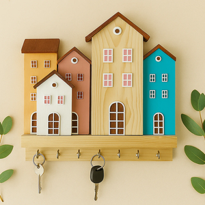 Estante rústico moderno para llaves de cabina con encantador Marco en A y miniaturas de casas de troncos. DISPONIBLE A PRECIOS AL POR MAYOR. - Product Image 3