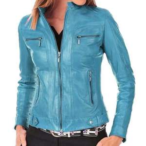 Chaquetas de piel auténtica a la moda para mujer, novedad en chaquetas personalizadas con cuello levantado, precio barato, cantidad a granel - Product Image 5
