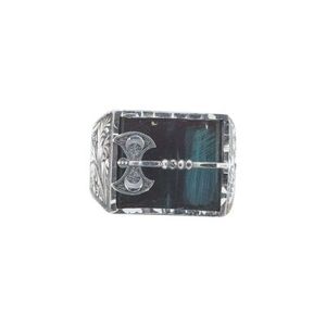 Pendentif hache ajustable en argent sterling 925 pour homme avec pierre d'ambre verte compressée, serti clos et motif gravé – Idée cadeau parfaite - Product Image 2