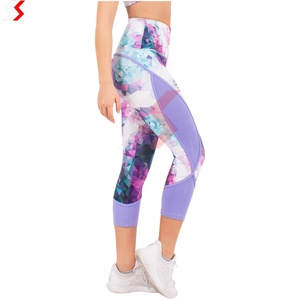 Pantalons de yoga personnalisés de haute qualité 2025 avec logo sublimé, imprimés, longueur entière, taille élastique, respirants, leggings pour femmes, personnalisés - Product Image 1